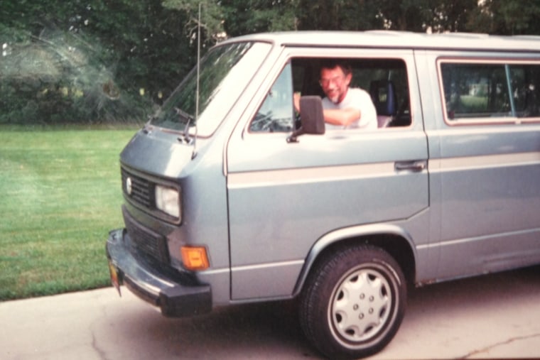 Mikah Meyer's father in his van.