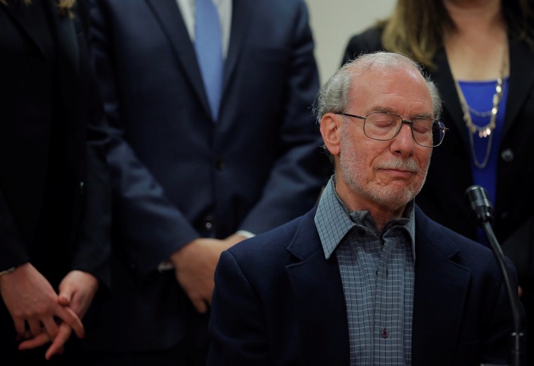 Image: Stanley Patz, father of 1979 murder victim 6-year-old Etan Patz, speaks to the media following the sentencing of Pedro Hernandez