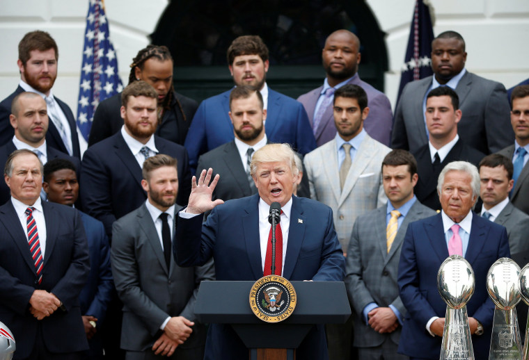 Image: President Donald Trump honors the Super Bowl champion New England Patriots at the White House in Washington