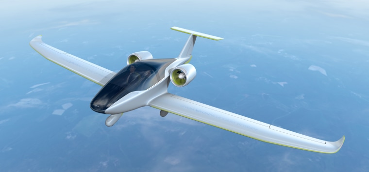 Artist conception of the two-seater version E-Fan 2.0, which will be a fully electric training aircraft powered only by batteries.