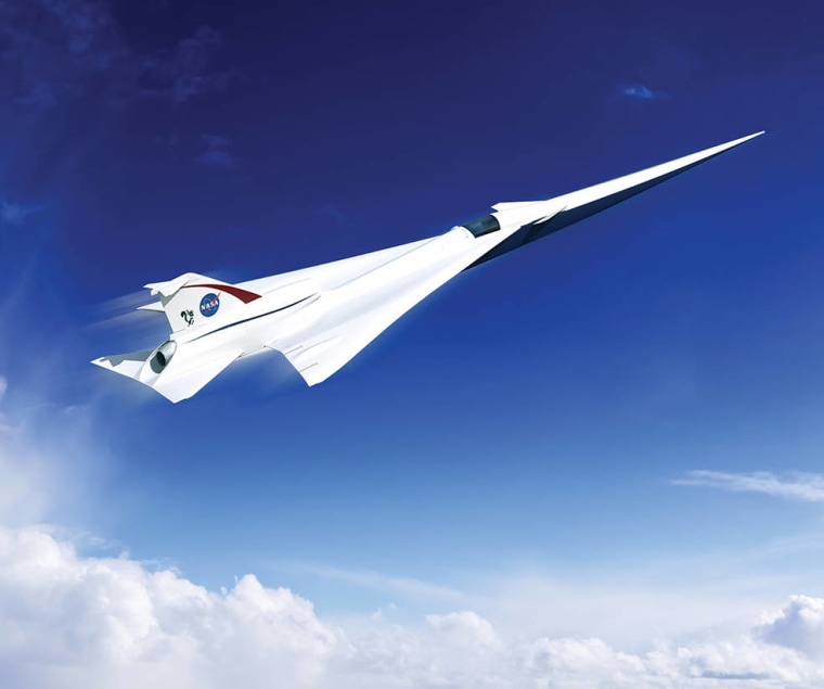 An artist's concept of a possible Low Boom Flight Demonstration Quiet Supersonic Transport (QueSST) X-plane design. The award of a preliminary design contract is the first step towards the possible return of supersonic passenger travel - but this time quieter and more affordable.