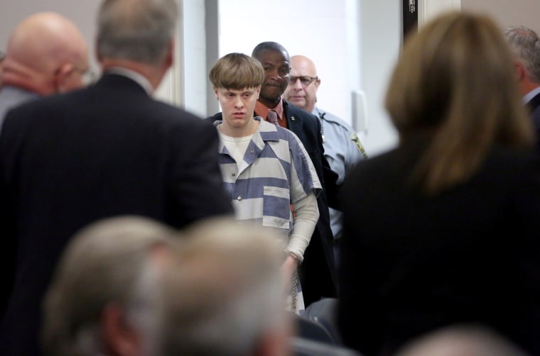 Image: Dylann Roof is escorted into the court room at the Charleston County Judicial Center in Charleston, South Carolina, April 10, 2017.