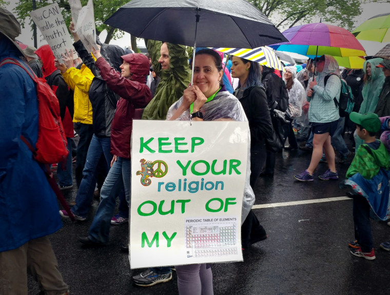 Image: "Government and religion are separate. Science and religion should be separate," said Ileana Modesto, a preschool teacher from Alexandria, Virginia.