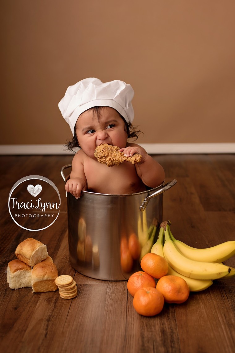 Baby fried chicken photo shoot