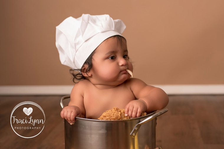 Baby fried chicken photo shoot