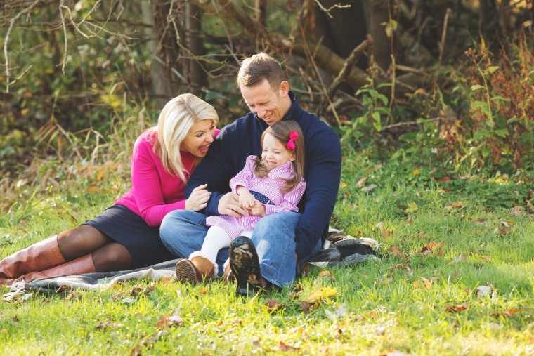 Stacey Skrysak with husband, Ryan, and daughter, Peyton, 3.