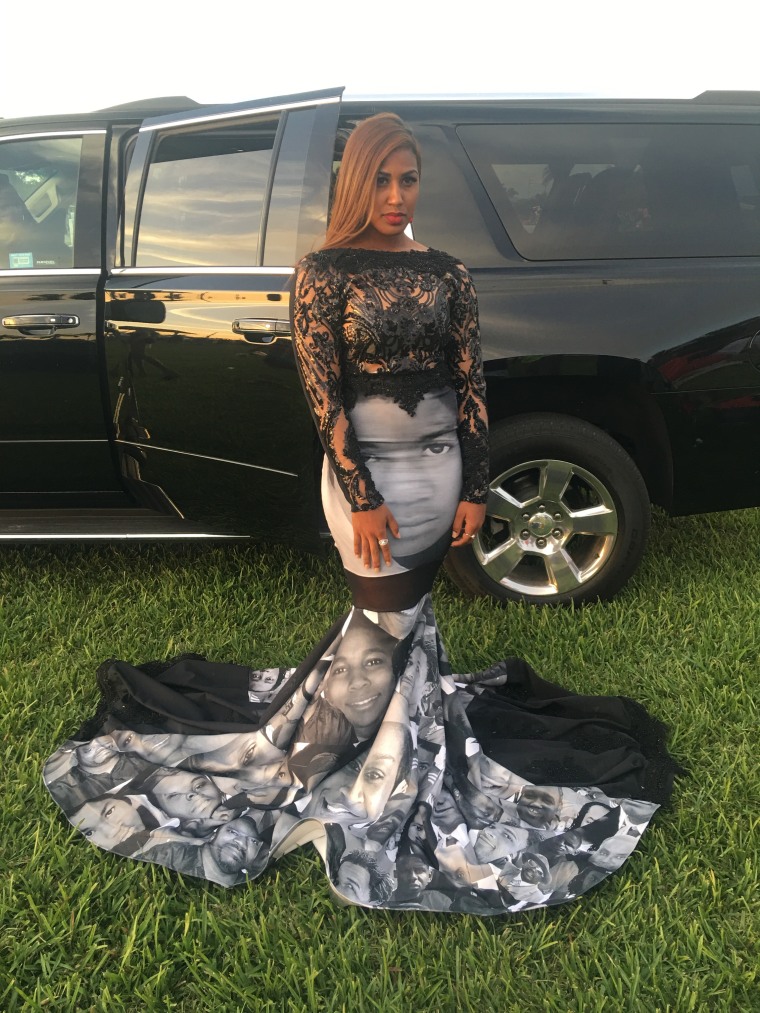 17-year-old Milan Bolden-Morris wears a prom dress designed by Terrance Torrence.