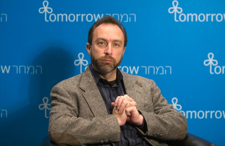 Image: FILE PHOTO - Jimmy Wales, founder of the user-edited Wikipedia, pauses during an interview with Reuters in Jerusalem