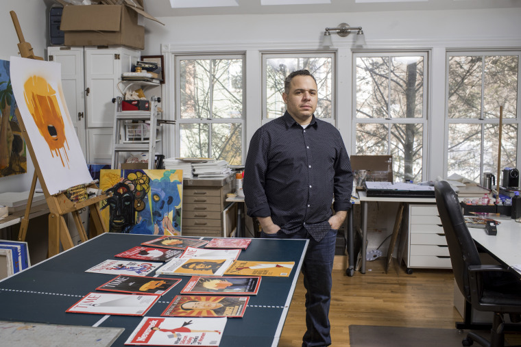 Image: Illustrator Edel Rodriguez photographed in his New Jersey studio, Feb. 15, 2017. His recent illustrations critical of President Donald J. Trump have been a point of controversy.