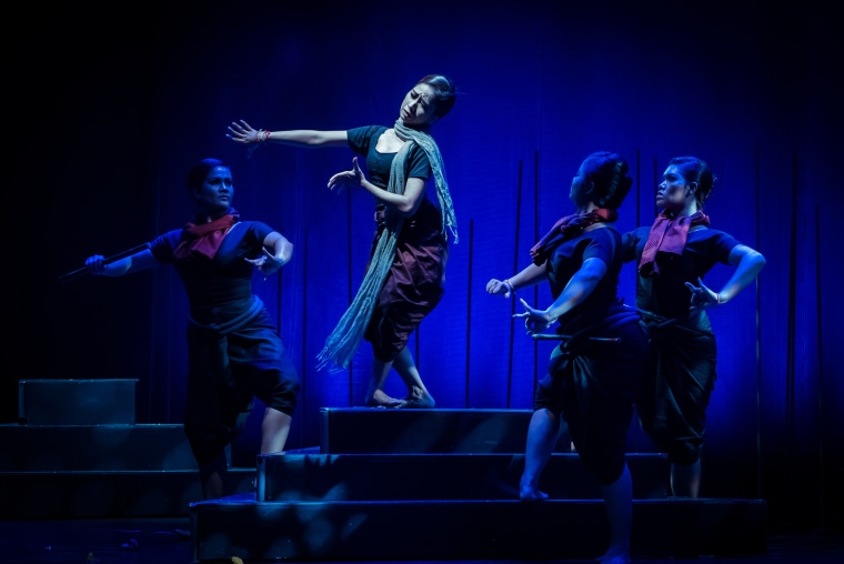 Dancers from the Sophiline Arts Ensemble in a performance of "Phka Sla Krom Angkar."