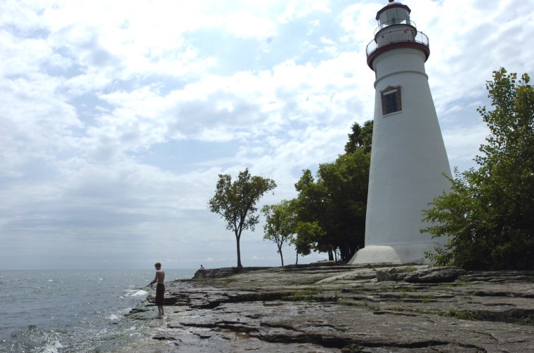Fishing at Marblehead Lighthouse in Ohio.