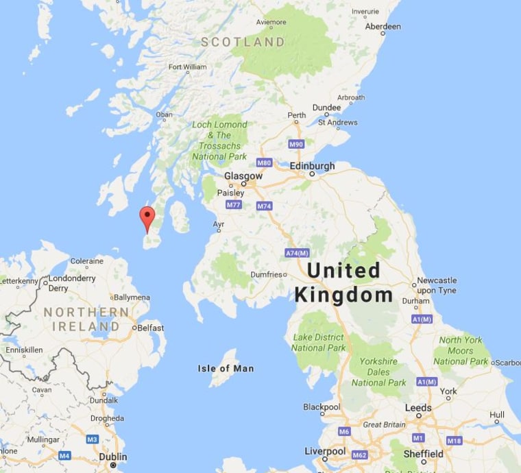 Image: A map showing the location of Machrihanish, Scotland