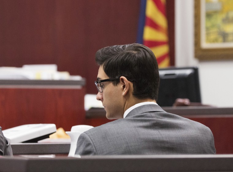 Former Northern Arizona University student, Steven Jones during closing statements in Flagstaff, Ariz on April 25, 2017.