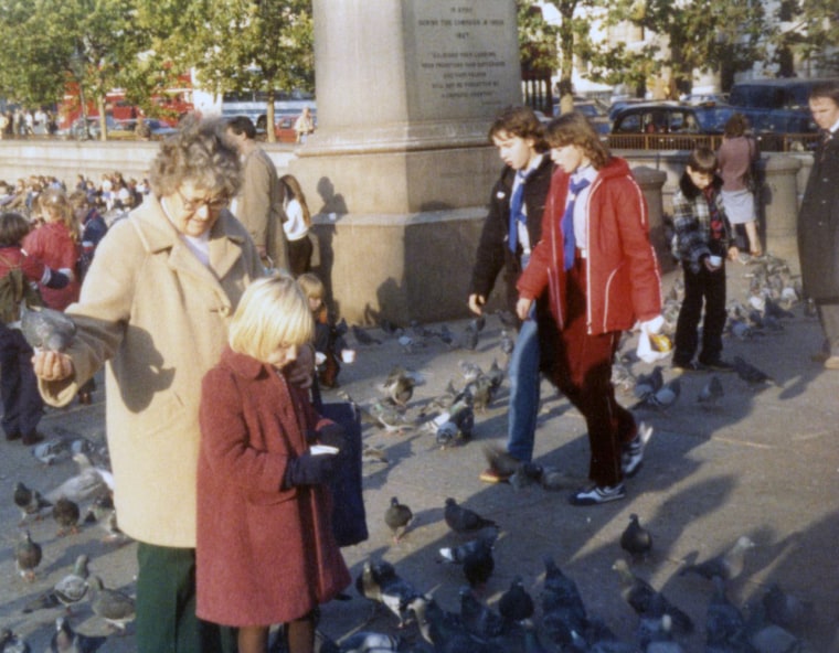 Andrea Canning with her grandmother in Trafalgar Square in 1981. 