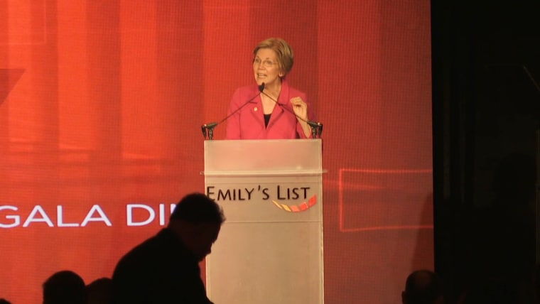 Image: Senator Elizabeth Warren (D-MA) speaks at an Emily's List event on May 3, 2017 in Washington