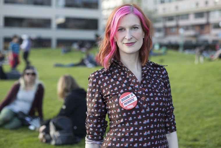 Image: Pinky Weitzman, member of the Magnetic Fields, and ACLU employee