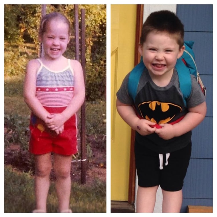 Laurie LaPorte (left) and son (right,) both at age 3. 