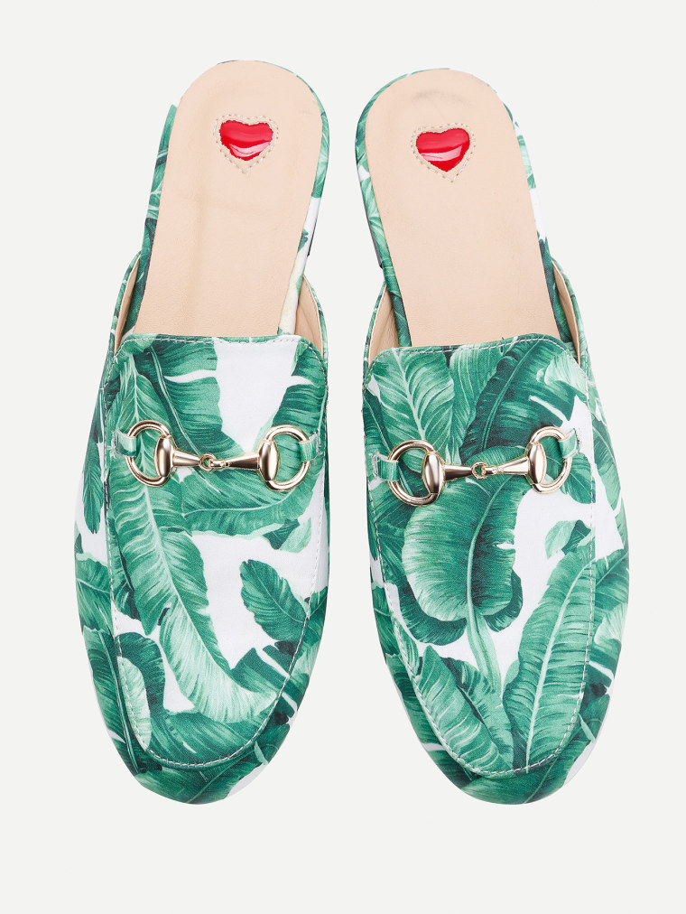 Tropical Pattern Loafer Mules