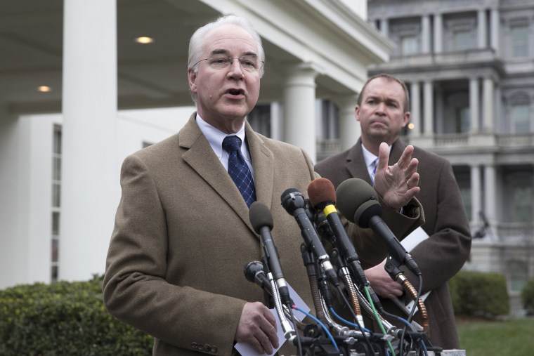 Image: US Secretary of Health and Human Services (HHS) Tom Price and Director of the Office of Management and Budget (OMB) Mick Mulvaney