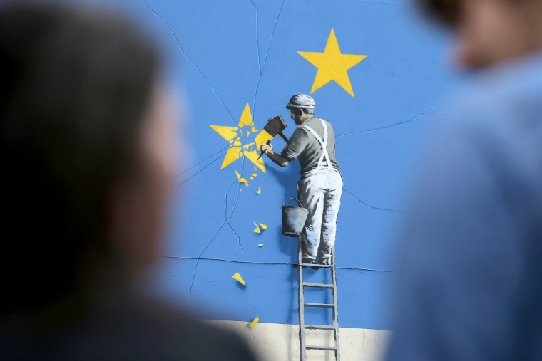 Image: British Graffiti Artist Banksy EU Theme Mural