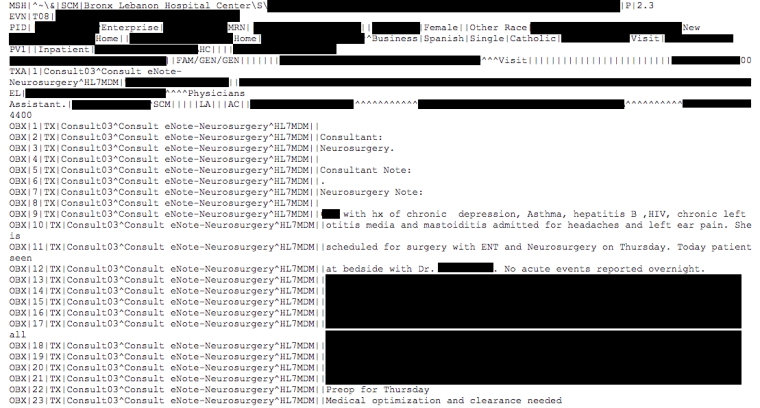 IMAGE: Leaked patient records from Bronx Lebanon Hospital Center