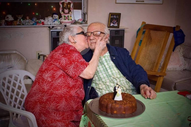 Jenny's abuelos celebrating their wedding anniversary