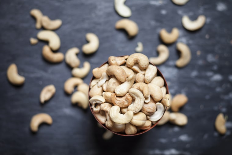 Image: Bowl of roasted and salted cashew nuts