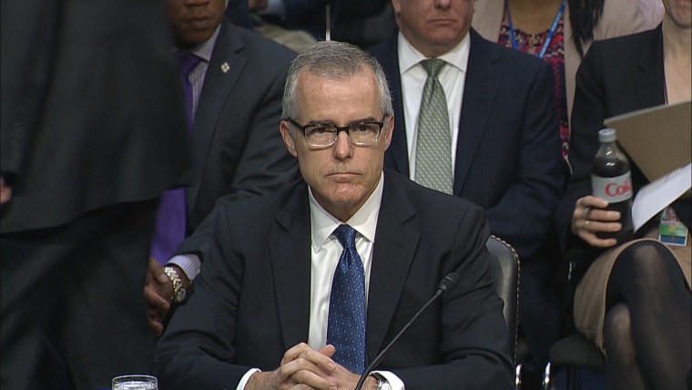 Acting FBI director Andrew McCabe attends a Senate hearing.