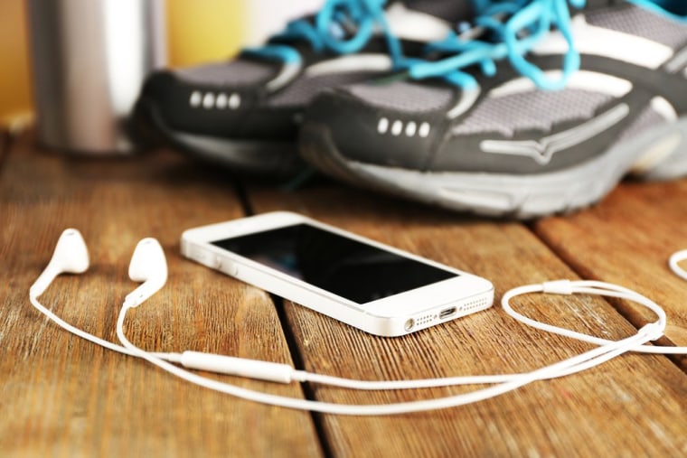 Image: Workout sneakers and phone