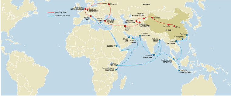 Image: Graphic showing the proposed new "Silk Road"
