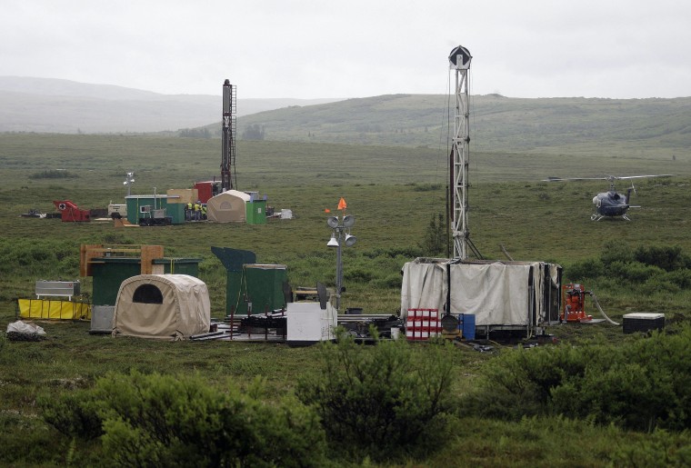 Image: A 2007 file photo of the Pebble mine project test drilling in Bristol Bay, Alaska.