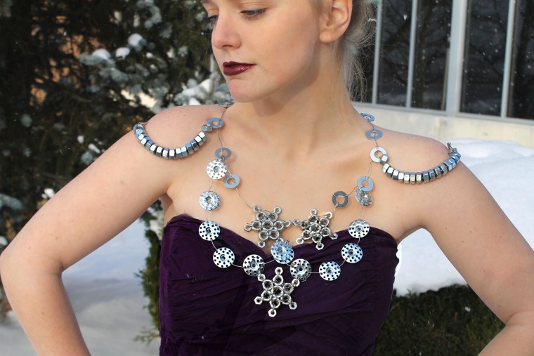 18-year-old Alyssa Hertz designed a Styrofoam wedding dress.