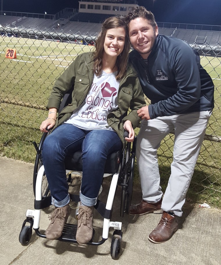 Quadriplegic bride weds her high school sweetheart