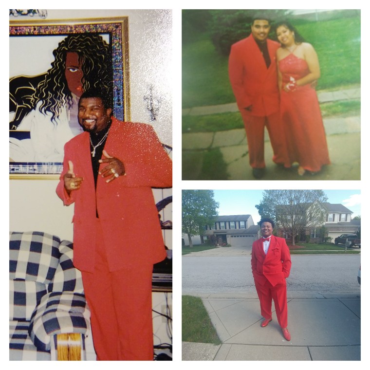 Red suit prom