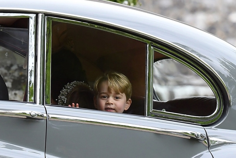 Prince George in a wedding car