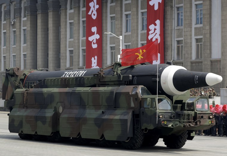 Image: A missile analysts believe could be the North Korean Hwasong-12