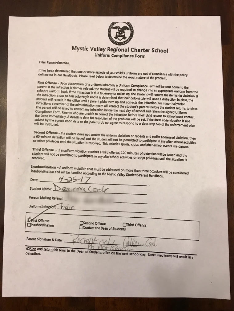 Image: Deanna Cook Uniform Letter