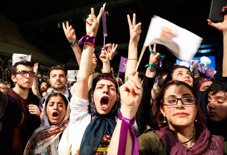 Image: Election rally for Iranian Presidential candidate Hassan Rounahi