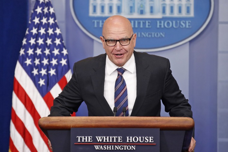 Image: H.R. McMaster speaks to reporters in the White House briefing room in Washington