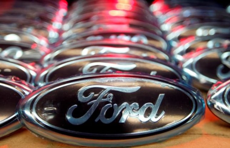 Ford logos are seen at the assembly line of the Ford car factory of Saarlouis