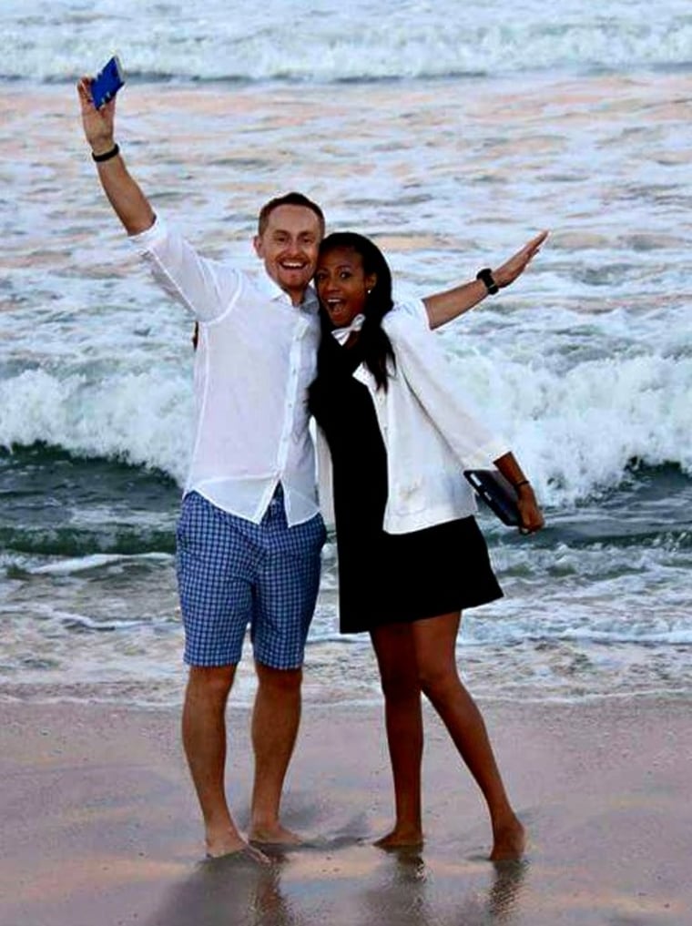 Adam and Danielle Karczewski pose for a photo in Ortley Beach, N.J. in 2016.