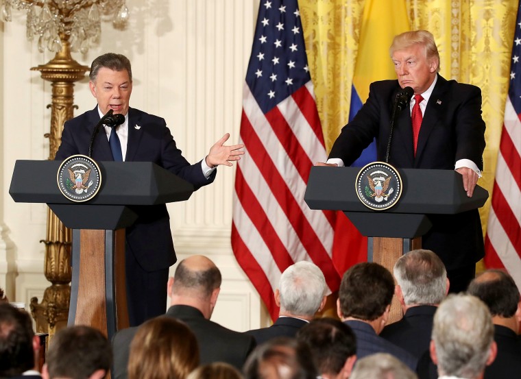 Image: Donald Trump Holds Joint Press Conference With Colombian President Santos