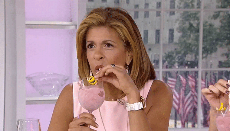Hoda sipping frose on National Wine Day