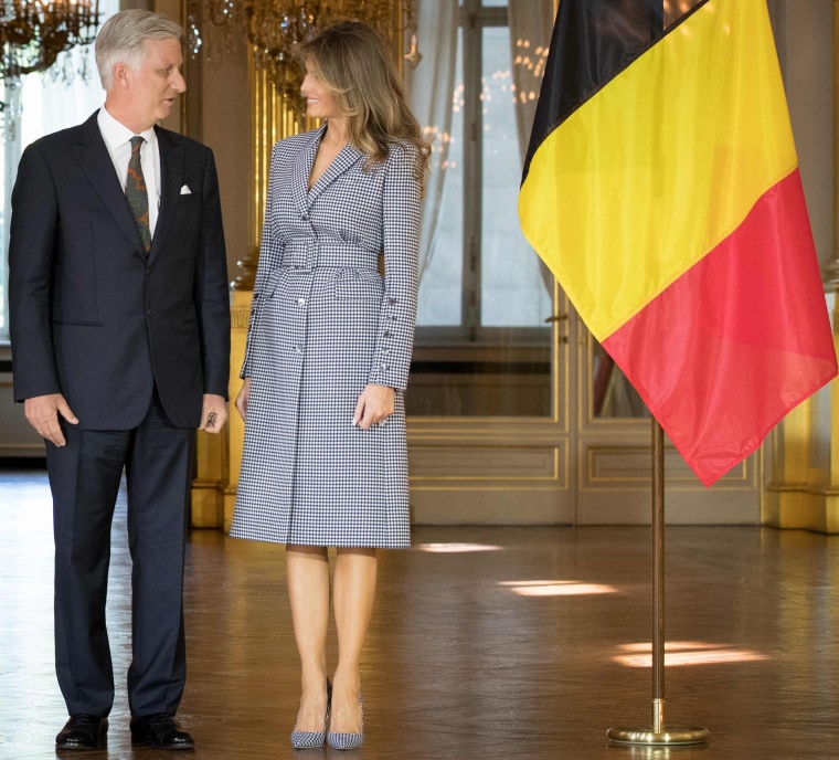 King Philippe - Filip of Belgium and First Lady Melania Trump prior to a reception at the Royal Palace in Brussels, on May 24, 2017.