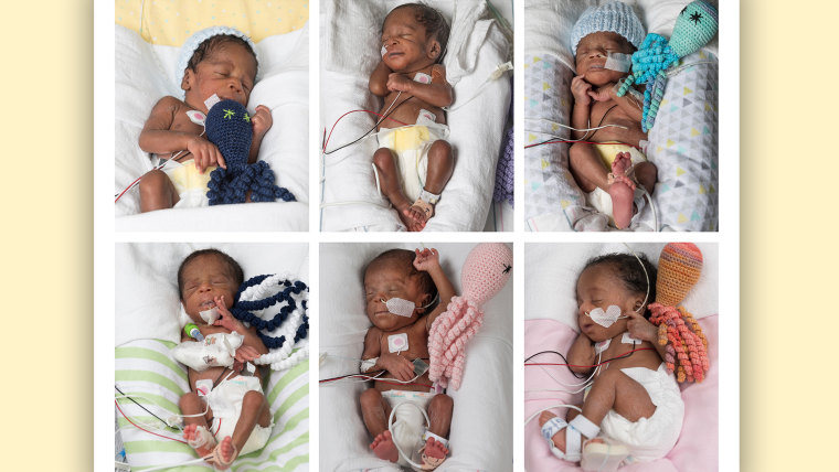 Ajibola Taiwo of Western Nigeria gives birth to sextuplets at VCU Medical Center in Virginia.