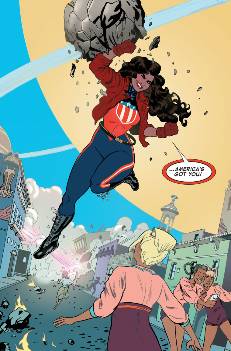 A page from one of the Marvel Comic issues of America Chavez.