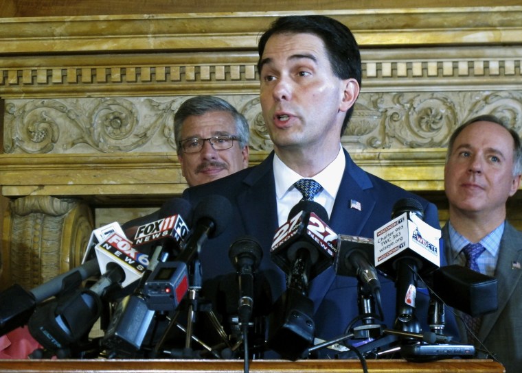Image: Wisconsin Gov. Scott Walker discusses the creation of a new public policy leadership and research center in Madison