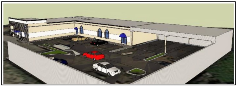 A rendering of the parking lot of the proposed mosque in Bayonne, New Jersey, taken from court documents.