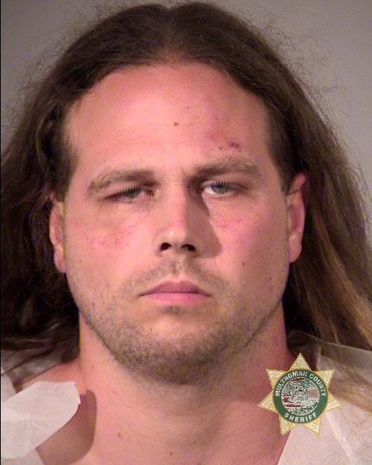 Image: Jeremy Joseph Christian, 35 years old, of North Portland was booked on charges of Aggravated Murder (two counts), Attempted Murder, Intimidation in the Second Degree (two counts), and Felon in Possession of a Restricted Weapon.