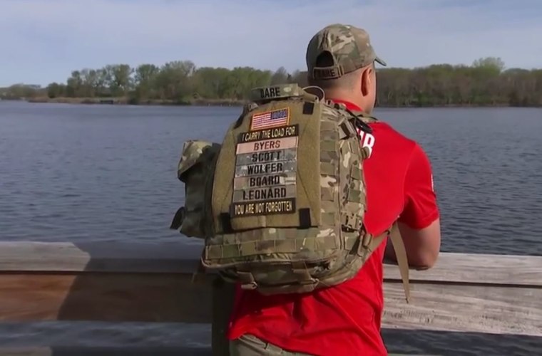 A veterans support group called "Carry the Load" organizes marches nationwide where volunteers carry the names of fallen friends on their fully-loaded backpacks to shine a light on their sacrifices.